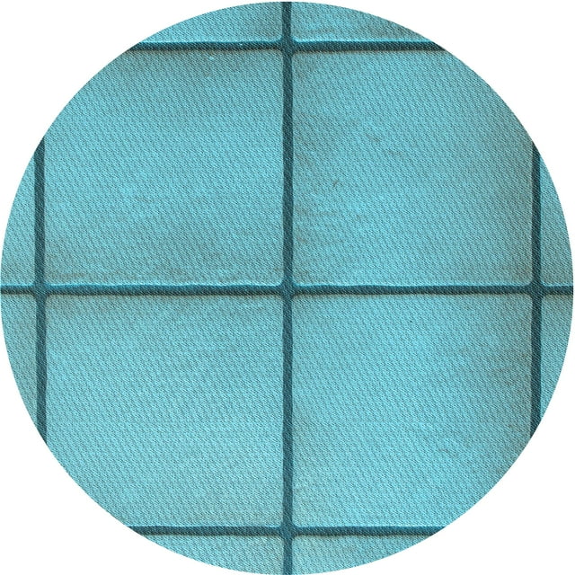 Ahgly Company Machine Washable Indoor Round Transitional Bright Turquoise Blue Area Rugs, 6' Round