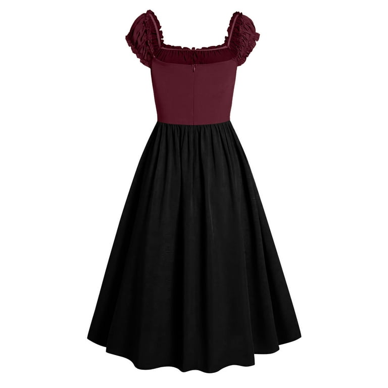 Tejiojio Women's Plus Size Party Dress with Flower Lace Insert, Mock  Button, Bowknot in Vintage Style - Walmart.com