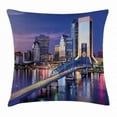 thumbnail image 1 of United States Throw Pillow Cushion Cover, Urban Cityscape Bridge Office Buildings Jacksonville Florida, Decorative Square Accent Pillow Case, 20 X 20 Inches, Violet Blue Light Pink Tan, by Ambesonne, 1 of 2