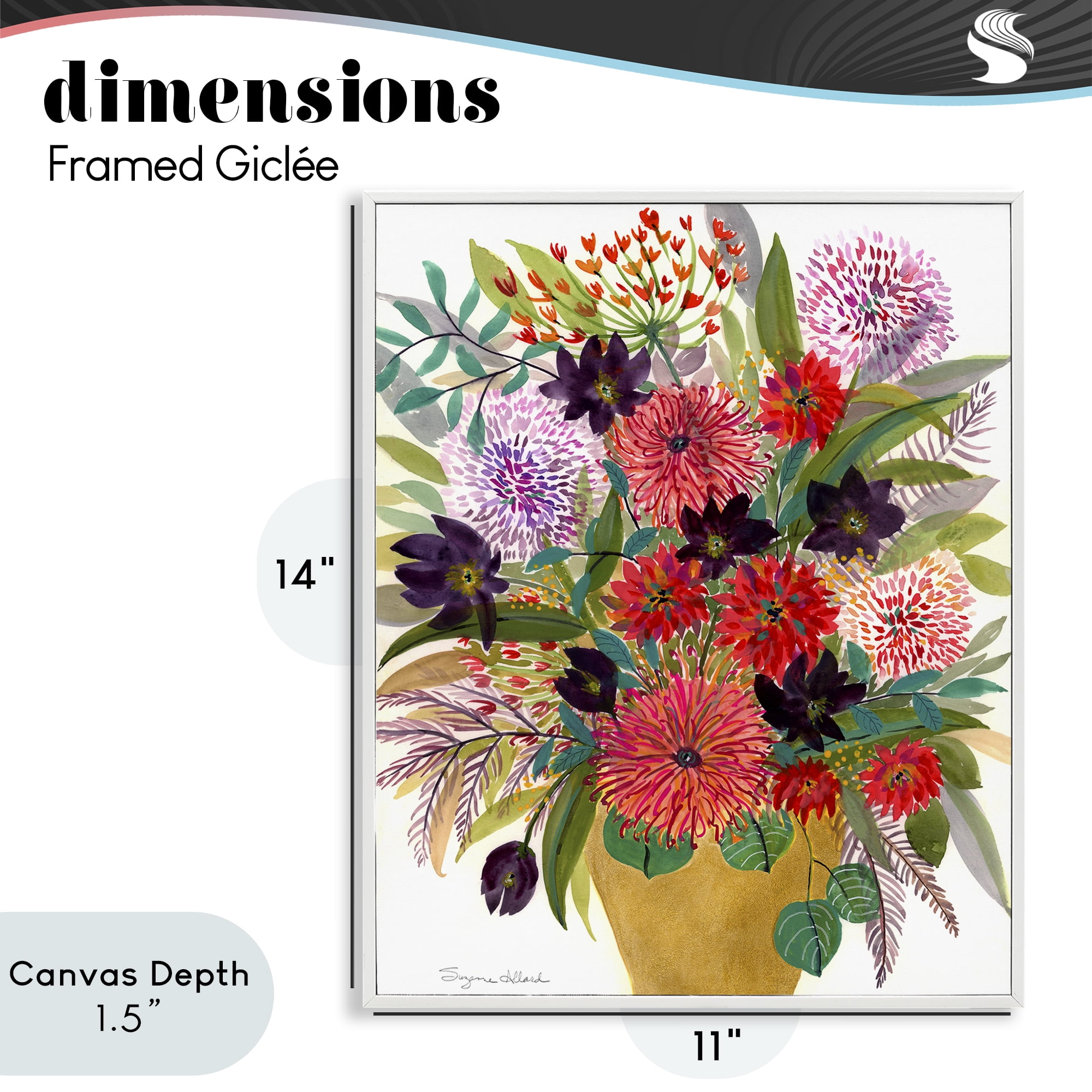 Stupell Industries Celebration Flower Bouquet White Framed Giclee Art, design by Suzanne Allard