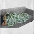 thumbnail image 6 of Green and White Soft Flannel Fleece Throw Blanket, Polynesian Aloha Watercolor Style Monstera Palm Leaves Luau, Cozy Plush for Indoor and Outdoor Use, 50" x 70", Green and Almond Green, by Ambesonne, 6 of 6