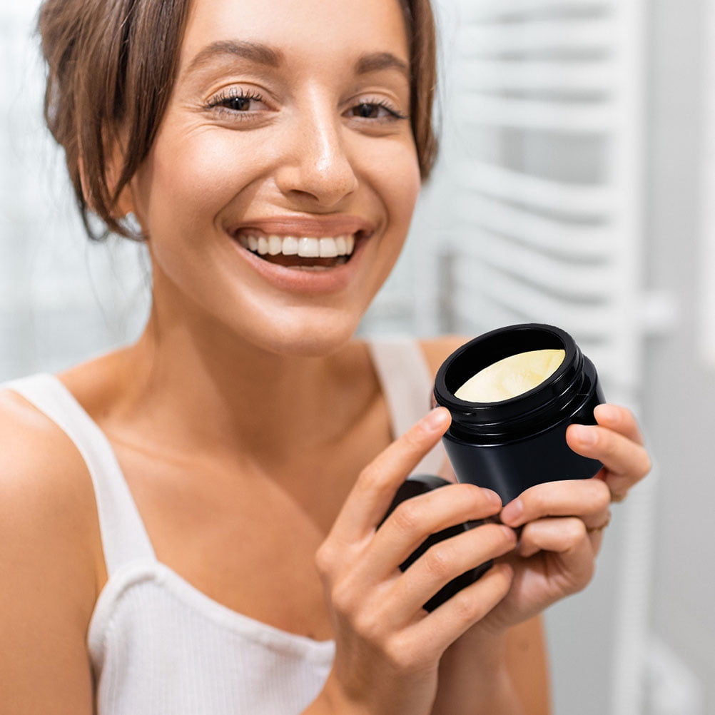 SKISUNO 10Pcs Black Glass Cosmetic Container Durable Cream Jar Packaging
