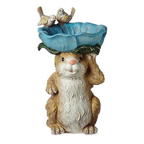 Forever Gifts FG1345A 17. 4 inch Resin Rabbit Bird Bath