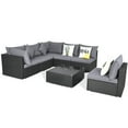 thumbnail image 2 of Costway 7 PCS Patio Rattan Sofa Set Sectional Conversation Furniture Set Garden Outdoor Gray, 2 of 10