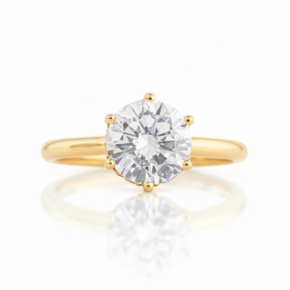 Jewelerix 6 Prongs 14K White/Yellow Gold Vermeil Wedding Ring Round Cut Engagement Ring Elegant Moissanite Bridal Proposal Jewelry Ring