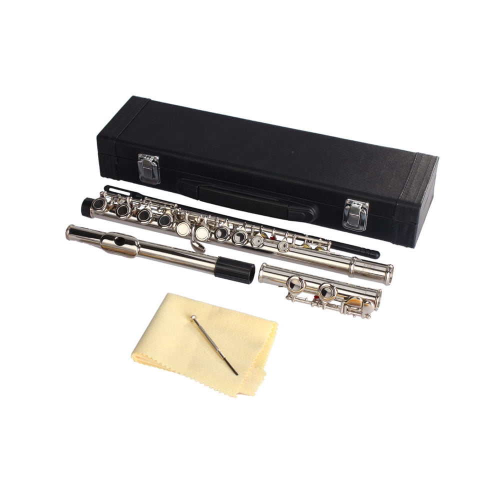 Nickel Plated C Closed Hole Concert Band Flute with E Key
