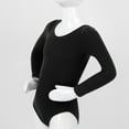 thumbnail image 6 of Runhomal Kids Girls Long Sleeves Round Neck Plain Ballet Dance Leotard Gymnastics Exercise Yoga Black 10, 6 of 7
