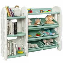 Gymax Kids Toy Storage Organizer w/Bins & Multi-Layer Shelf for Bedroom Playroom Green