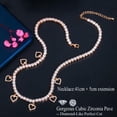 thumbnail image 6 of Romantic 585 Gold Round CZ Women Party Love Heart Charms Round Tennis Necklace, 6 of 8