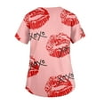 thumbnail image 5 of Dwralegc Valentine's Day Scrub Tops for Women Plus Size Working Shirts Stretch V Neck Love Heart Print Short Sleeve Nurse Workwear with 2 Pockets Pink 5XL, 5 of 5
