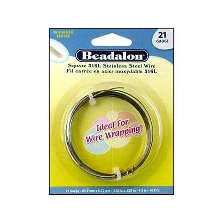Beadalon S Steel Wire Coil Sq 316L 21Ga 4.5M