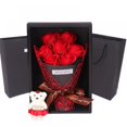 thumbnail image 1 of Rosa falsa roja 7 Caja de regalo de flor de rosa de jabón Ramo Oso de peluche Flores de rosa artificial Día de la madre romántica Mamá Esposa Regalo de hija Feliz Sencillez, 1 of 2
