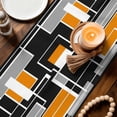 thumbnail image 2 of Burnt Orange Black Geometric Cotton Linen Table Runner for Dining Kitchen, Modern Color Block Abstract Wedding Outdoor Party Tablerunners, Dresser Scarf Coffee Tablecloth Runners 13x72 Inches, 2 of 9