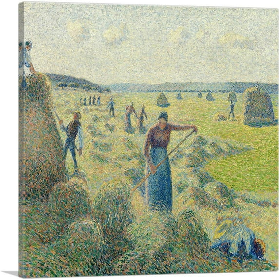 ARTCANVAS Hay Harvest Eragny 1887 Canvas Art Print by Camille Pissarro - Size: 12" x 12" (0.75" Deep)