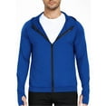 thumbnail image 2 of LNWUY Mens Sweatshirts Full Zip Lightweight Solid Color Casual High-Elastic Sporty Jacket Hoodie Sweatshirt with Thumbhole Blue XXL, 2 of 5