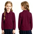thumbnail image 4 of Kids Polo Shirt Fashion Casual Long Sleeve Collared Golf T-Shirt Back To School Lightweight Quick Dry School Uniform T-Shirts Wine 6-7 Years, 4 of 4