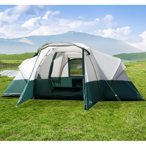 11 Person Camping Tent with Porch, Large Family Tents for Camping with 5 Mesh Windows and Rainfly, Big Dome Tent Fits 3 Queen Airbeds