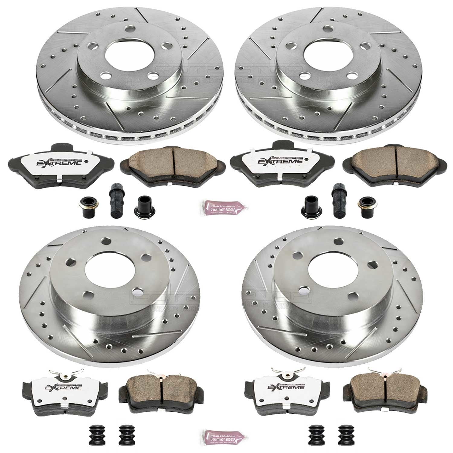 PowerStop Front and Rear Z26 Street Warrior Carbon-Fiber Ceramic Brake Pad and Drilled and Slotted Rotor Kit Fits: FORD Select Models K1300-26