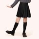 thumbnail image 4 of Falda para niña, color liso, cintura elástica, media falda, informal, cómoda, de poliéster, para escuela secundaria y preparatoria., 4 of 5