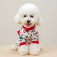 thumbnail image 5 of Cute Bow Dog Pajamas 1Pcs Snowman Christmas Tree Pattern Ruffles Puppy Clothes for Cat Soft Pet Jumpsuit Onesie (Red), 5 of 7