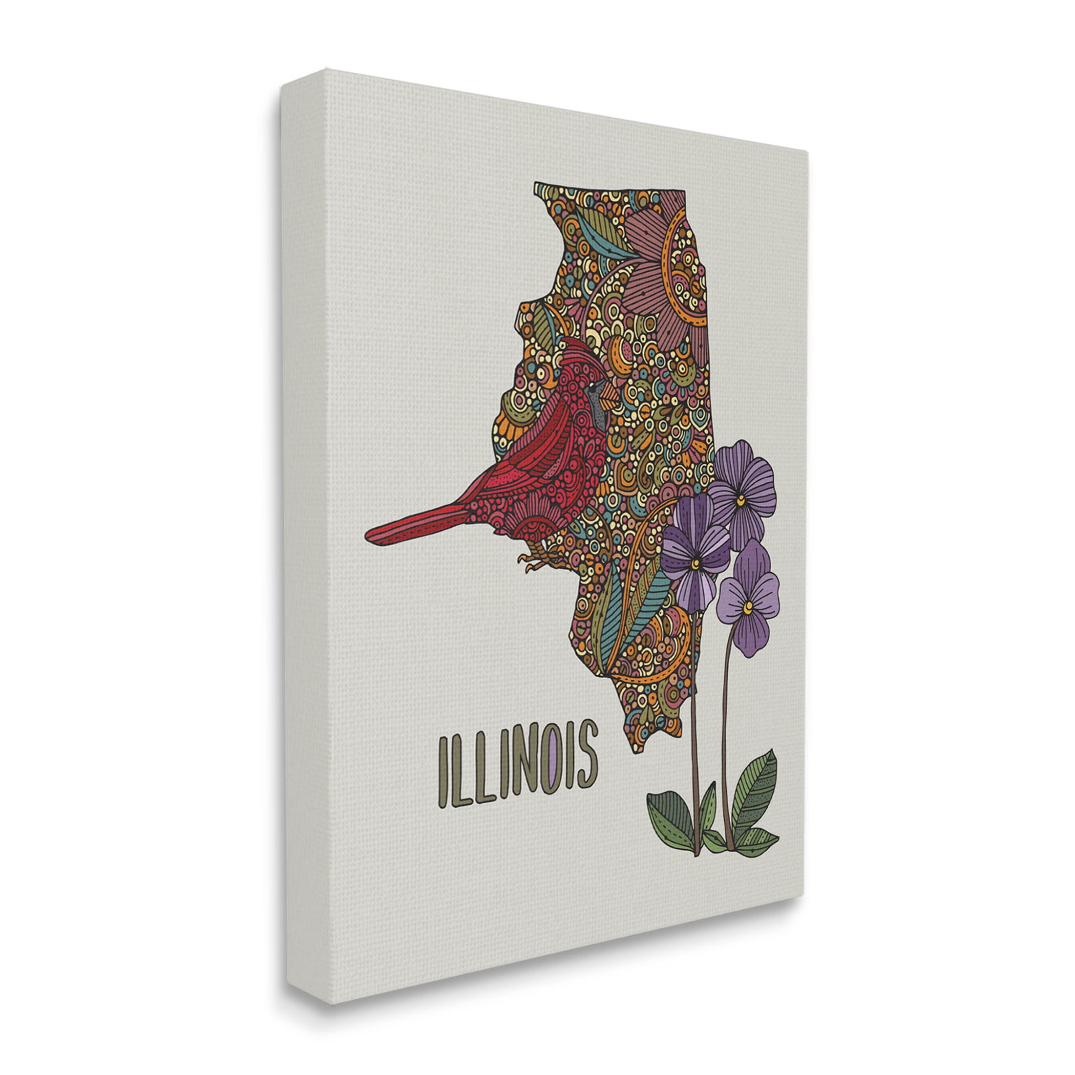 Stupell Industries Intricate Paisley State Illinois Graphic Art Gallery Wrapped Canvas Print Wall Art, Design by Valentina Harper