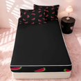 thumbnail image 4 of Erosebridal Kawaii Watermelon Zipper Queen Comforter Set with Fitted Sheet and 2 Pillowcases, Cartoon Fruit Zipper Bedding Set, Black Reversible, Black Watermelon, Black Reversible, 4 of 7