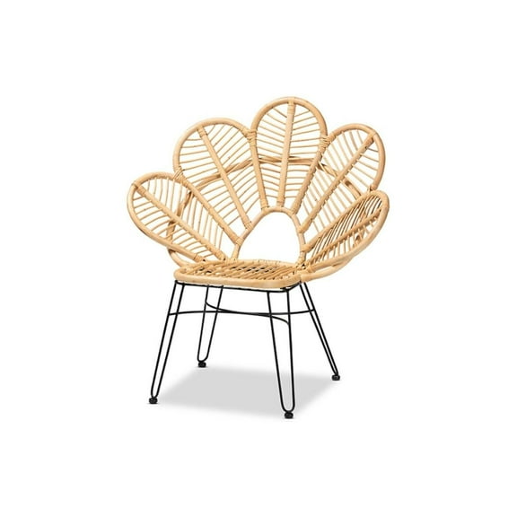 Maykoosh Bohemian Natural Brown Vintage Vogue And Black Metal Accent Chair