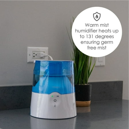 CRANE - 0.5 Gal. Warm Mist Humidifier with 2 Speed Settings - Blue/White