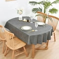 thumbnail image 2 of Faux Linen Oval Tablecloth Heavy Duty Wrinkle Resistant Fabric Table Cloths 60 x 102 Inch Charcoal Farmhouse Rustic Table Cover for Kitchen Dining Indoor Outdoor Tabletop Decoration, 2 of 6