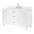 thumbnail image 6 of ARIEL Monroe 55 Inch Single Rectangle Sink Bathroom Vanity With Pure White Quartz Countertop 1.5 Inch Edge In White, 6 of 7