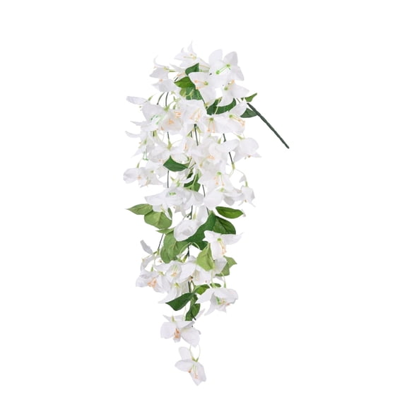1Pc White Artificial Bougainvillea Hanging Flowers, 22" Silk Flower Vines, Elegant Trailing Fake Plants for Wedding Arch Decor