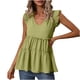 thumbnail image 2 of Fiudx Camisetas para Mujer Moda de Mujer Color Vendido Cuello En V Bajo La Cintura Cómoda Camiseta Suelta Blusa de Manga Corta Tops Casuales, 2 of 4