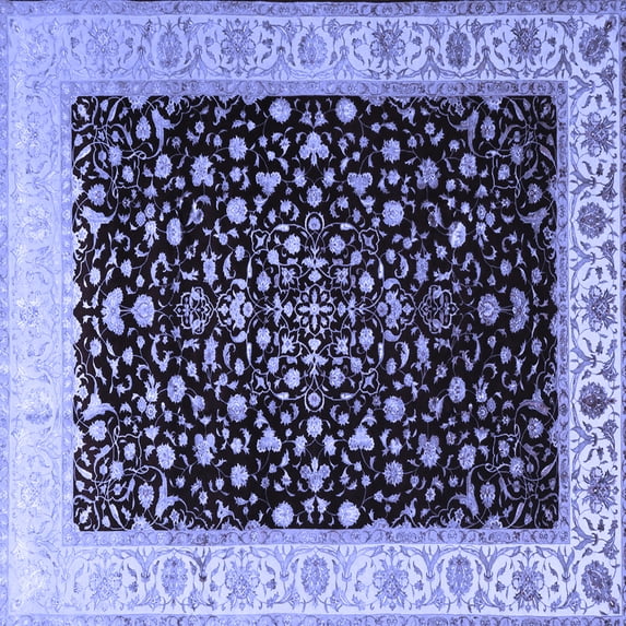 Ahgly Company Machine Washable Indoor Square Oriental Blue Traditional Area Rugs, 6' Square