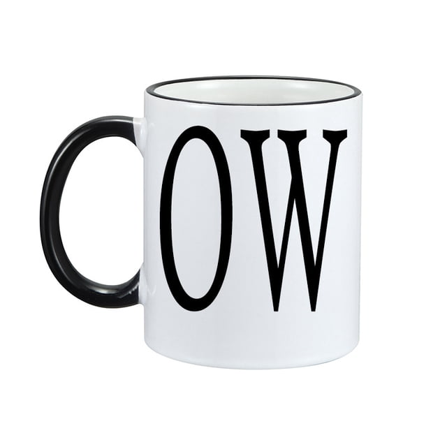 Taza de café de cerámica «OW» de 350 ml con mango negro