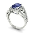 thumbnail image 2 of 1.935 ctw with Simulated Diamond Halo Accents Anniversary Ring for Women | Emerald Cut Simulated Tanzanite | Hyperallergenic Solid 18K White Gold, 2 of 5