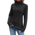 thumbnail image 1 of Aocisk Chandail à Col Roulé à Manches Longues Uni pour Femmes, Chandail pour Tenue Décontractée et Chaude, Noir m, 1 of 6
