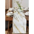 thumbnail image 2 of Modern White Gold Burlap Cotton Table Runner 13x60 Inches Long, Abstract Marble Geometric Farmhouse Table Runners, Outdoor Dining Tablecloths Decor for Baby Shower/Party/Wedding, 2 of 6