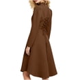 thumbnail image 5 of Blmnix Adjustable Waist Coats for Women Poncho Y2k Jacket Womens Jackets Dressy Casual Tie Jacket Long Sleeve High-Low Brown Long Winter Coat, 5 of 7