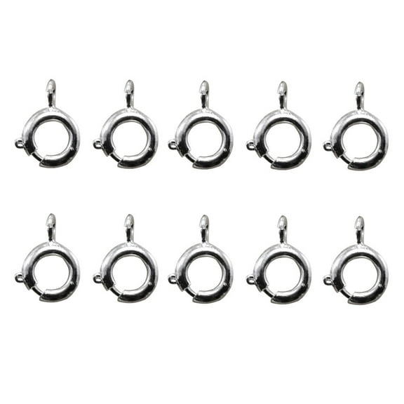 Universal 20pcs Silver Alloy Spring Ring Clasps for Jewelry Making Necklace Bracelet 0.39 inches