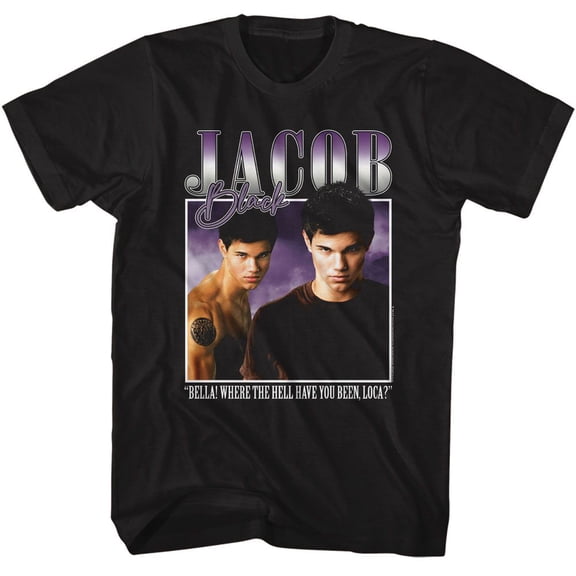 Twilight Jacob 90's Style Black Adult T-Shirt