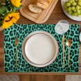 thumbnail image 4 of Green Leopard Print Placemats Set of 6, Farmhouse Abstract Animal Patterned Placemats for Dining Table, Place Mats for Kitchen Tabletop, Waterproof Wipeable Dining Table Mats Set, 4 of 9
