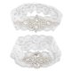 thumbnail image 1 of Liga de encaje de flores con diamantes de imitación cristal BLESIY para bodas nupciales, 1 of 7
