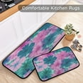 thumbnail image 5 of 2-Piece Kitchen Rugs Set Non-Slip Mats Carpet Floor for Kitchen, Bathroom (19.7"x27.6" & 19.7"x47.2") Pink and Teal Tie-dye, 5 of 7