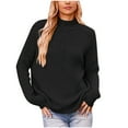 thumbnail image 2 of Lilgiuy Women's Fashion Casual Solid Color Knit Loose High Neck Long Sleeve Hollow Out Sweater for Relaxing, 2 of 5