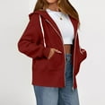 thumbnail image 4 of Miluxas Zip up Hoodies for Women Drawstring Soft Jackets Casual Winter Sweatshirts with Pocket Wine L(L), 4 of 7