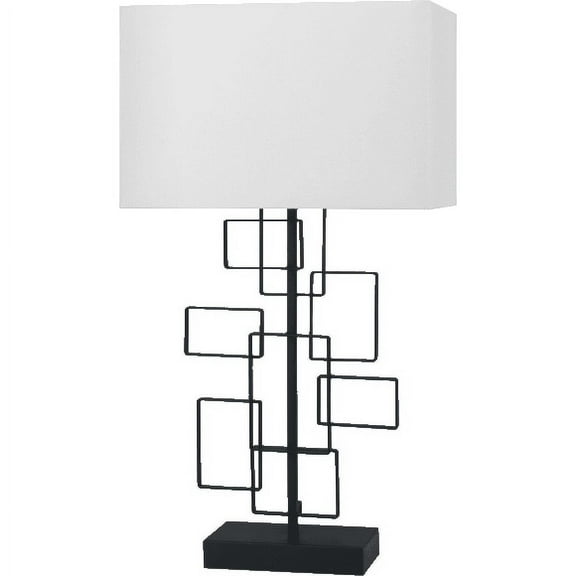 NEW Elegant Black Painted Base with White Fabric Shade Finish 31" Table Lamp 6295