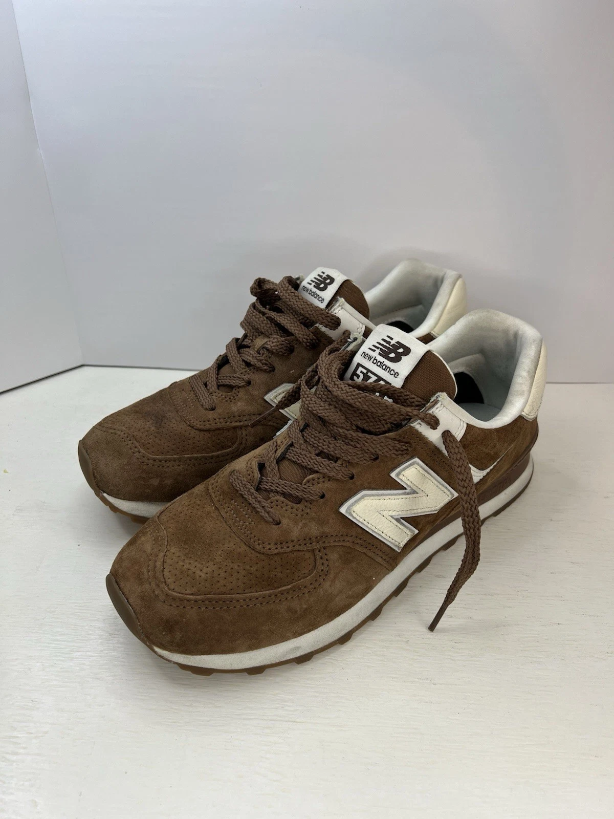 New Balance 574 10W 8.5M True Brown Suede Casual Shoes Sneakers WL574NA ...