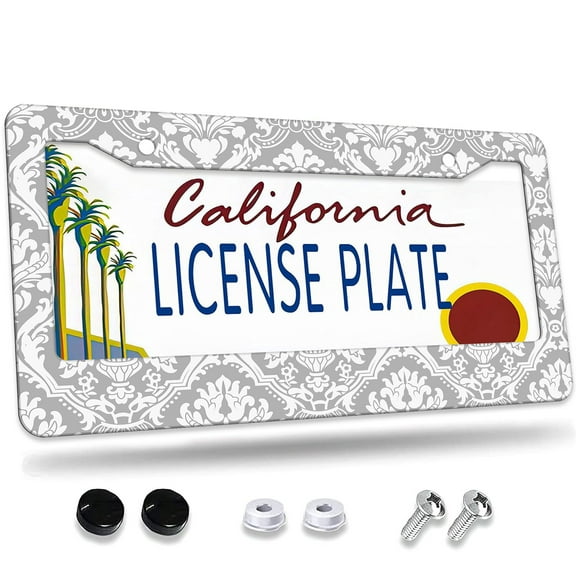 1 Pcs Ornate Pattern Frame License Plate Frame,License Plate Cover for Car Decorative Parts,Aluminum License Plate Bracket Holder Rust-Proof for US Standard Car