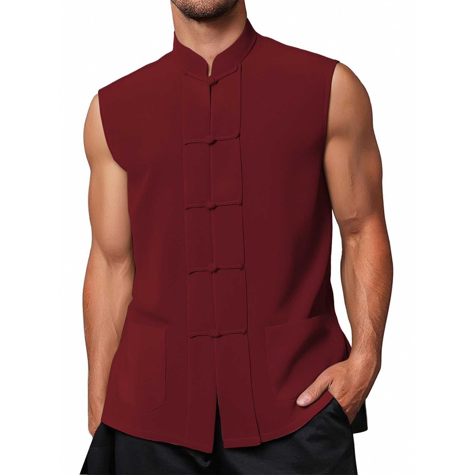 Men's Linen Vest Casual Lightweight Sleeveless Jacket For Summer