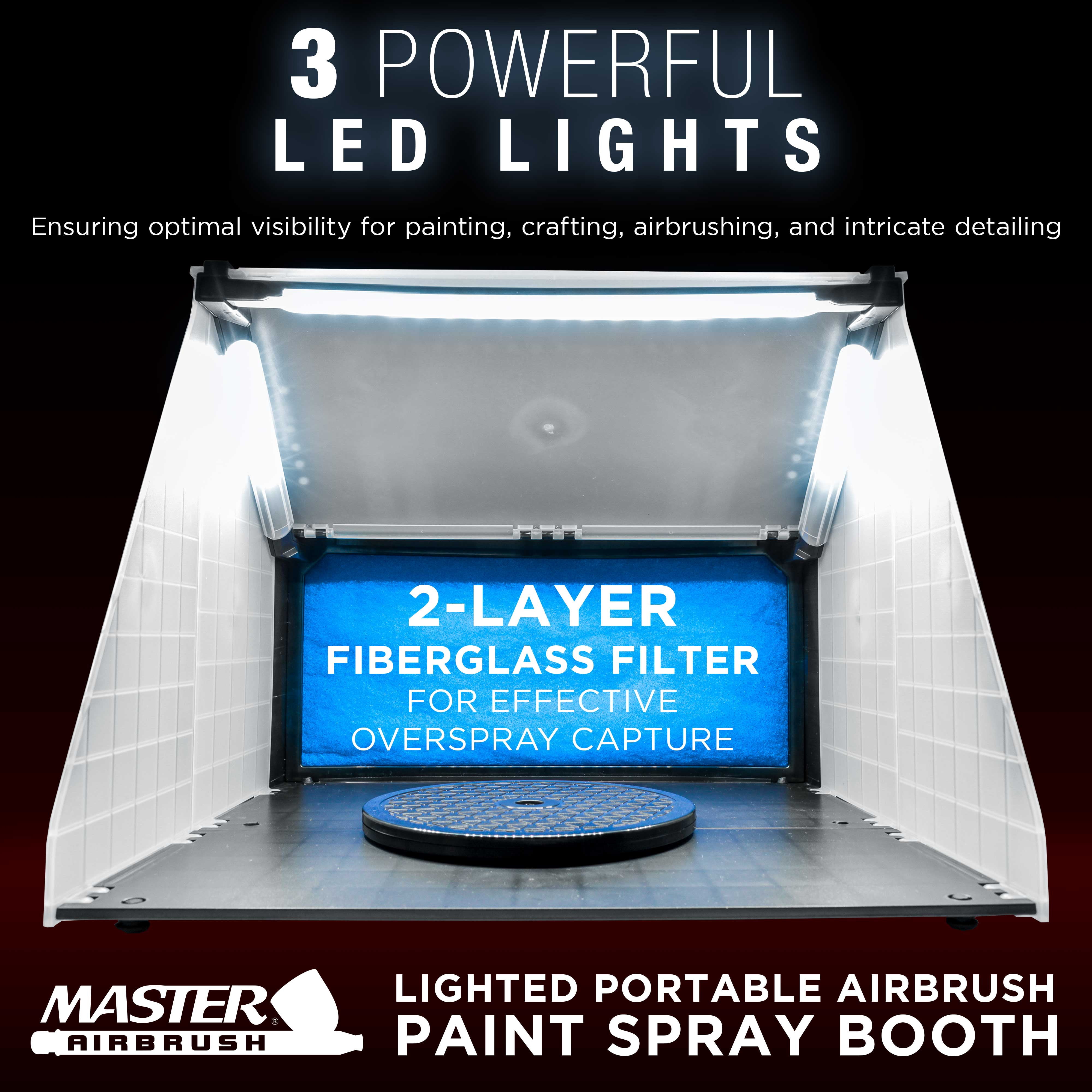 Portable Hobby Airbrush Paint Spray Booth Kit Exhaust Filter LED Light Set Model